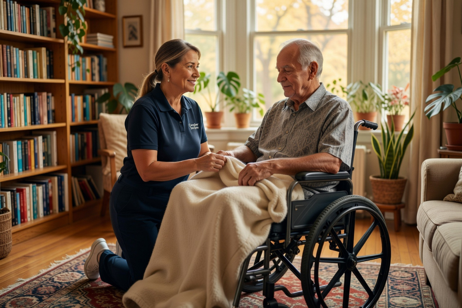 caregiver assisting a senior with a tablet for a video call - companion home care services