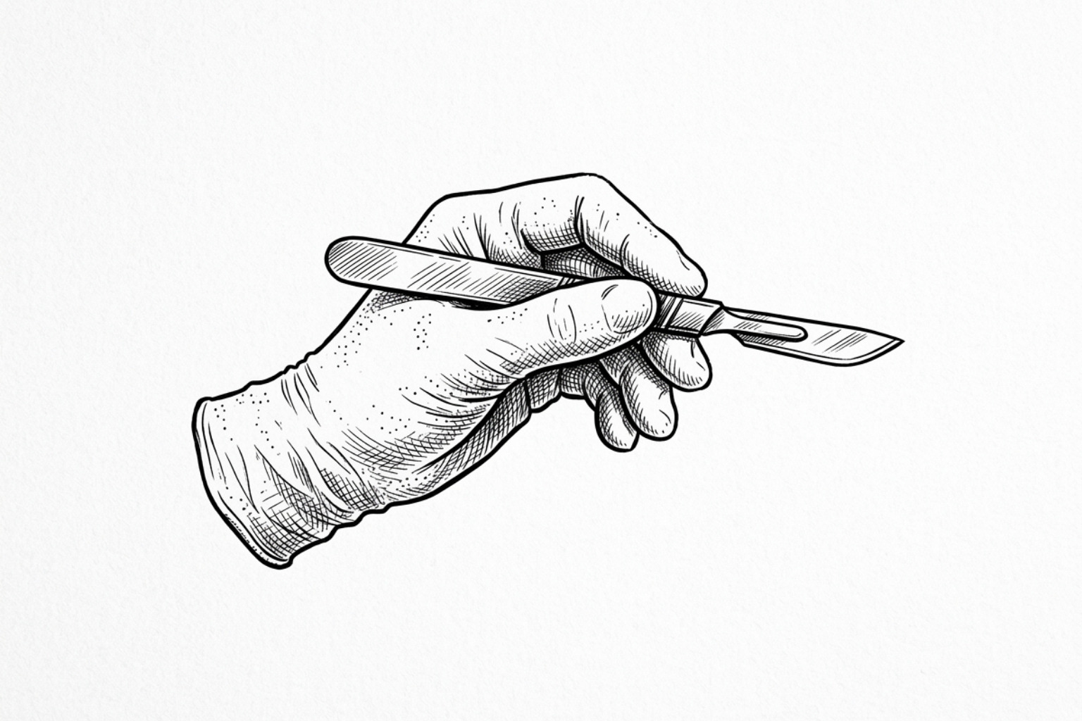 surgeon's hand with a scalpel - c-section scar revision