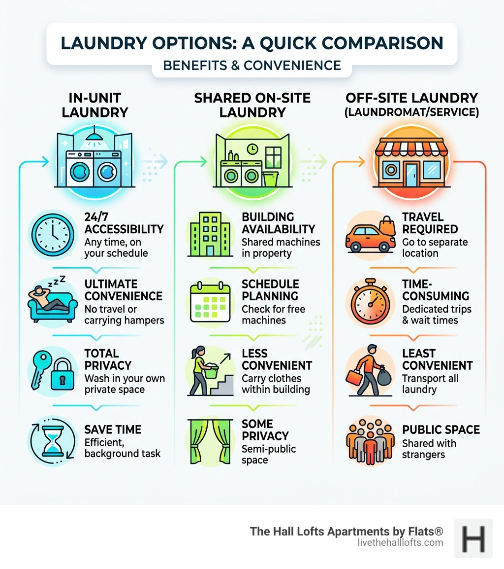 Benefits of in-unit laundry vs shared and off-site options infographic - in-unit washer dryer infographic 