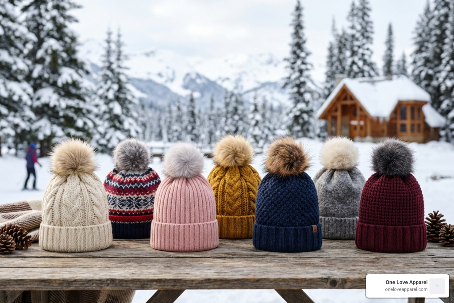 Various knit textures and colors of winter beanies - womens beanie with pom Various knit textures and colors of winter beanies - womens beanie with pom
