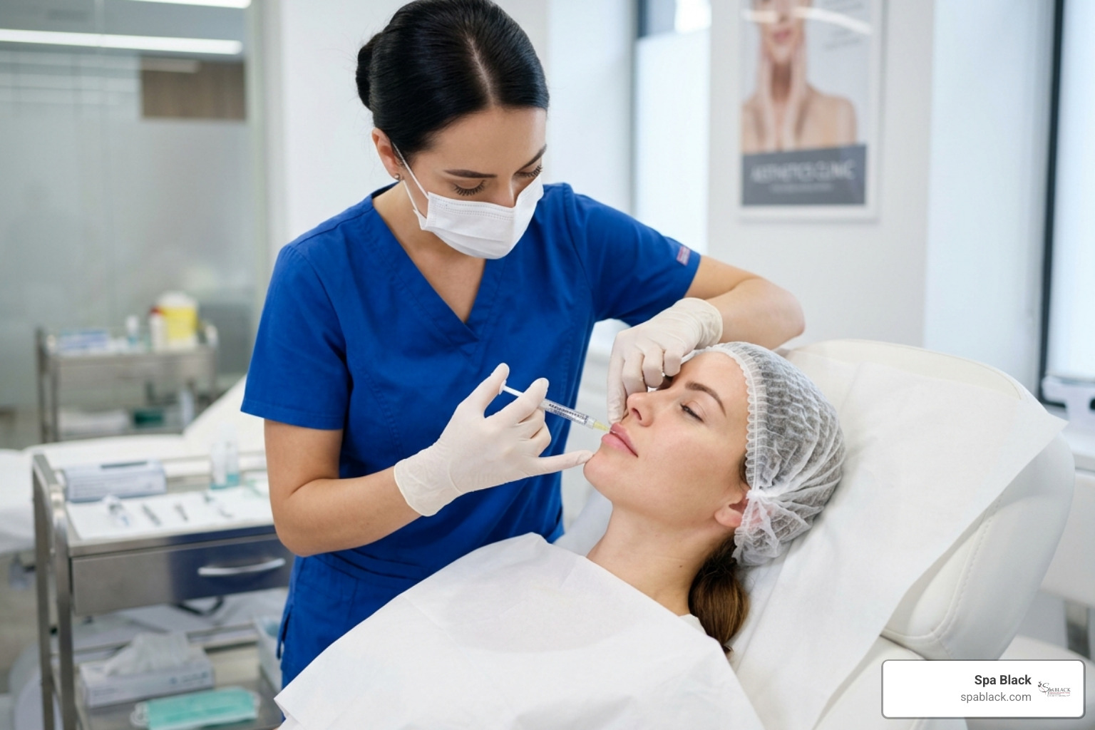 Professional Injector at Work; Creator: Unsplash/Ani Kolleshi; Description: A medical professional performing a precise lip injection; License: Royalty-free