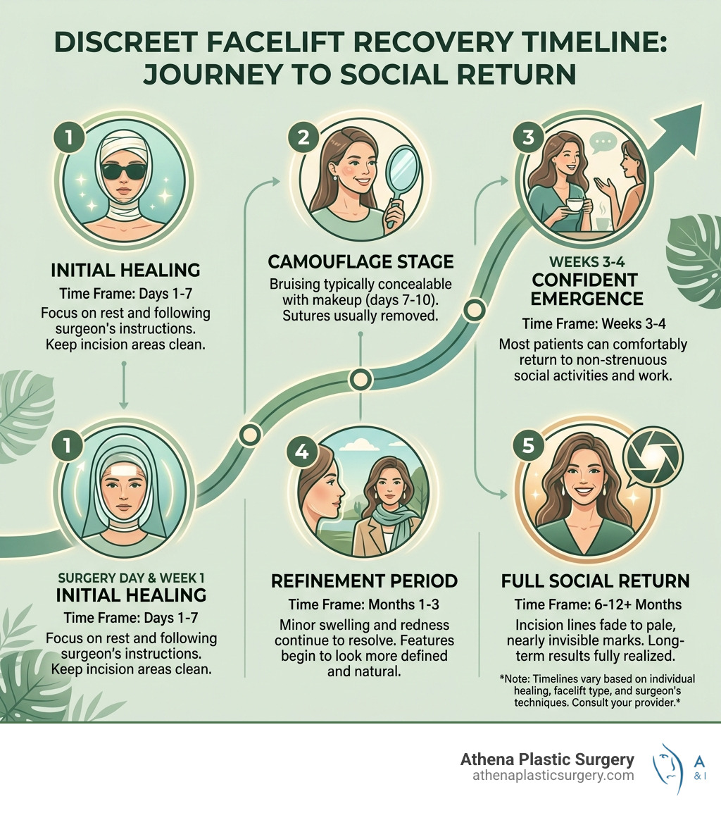 Stages of discreet facelift recovery timeline from surgery to full social return - discreet facelift recovery florida
