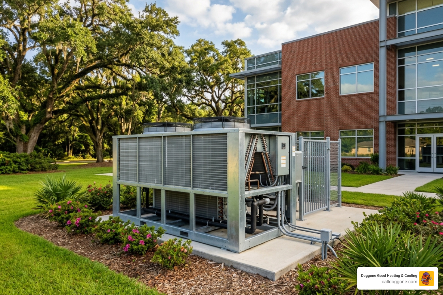 commercial condenser unit outside a Zachary facility - commercial hvac repair in zachary la