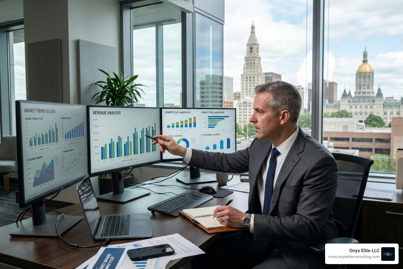 Consultant analyzing market data for a CT business - business plan consultant in connecticut Consultant analyzing market data for a CT business - business plan consultant in connecticut