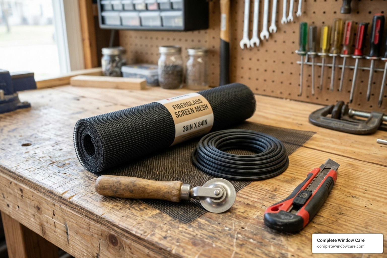 Screen repair kit with spline roller and mesh - sliding door rescreening