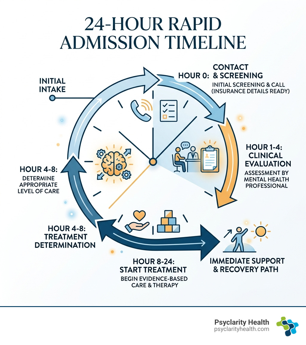 24-hour rapid admission timeline - rapid admission mental health infographic 24-hour rapid admission timeline - rapid admission mental health infographic