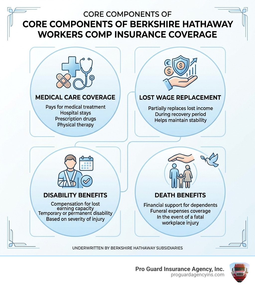 Core components of Berkshire Hathaway workers comp insurance coverage infographic - berkshire hathaway workers comp