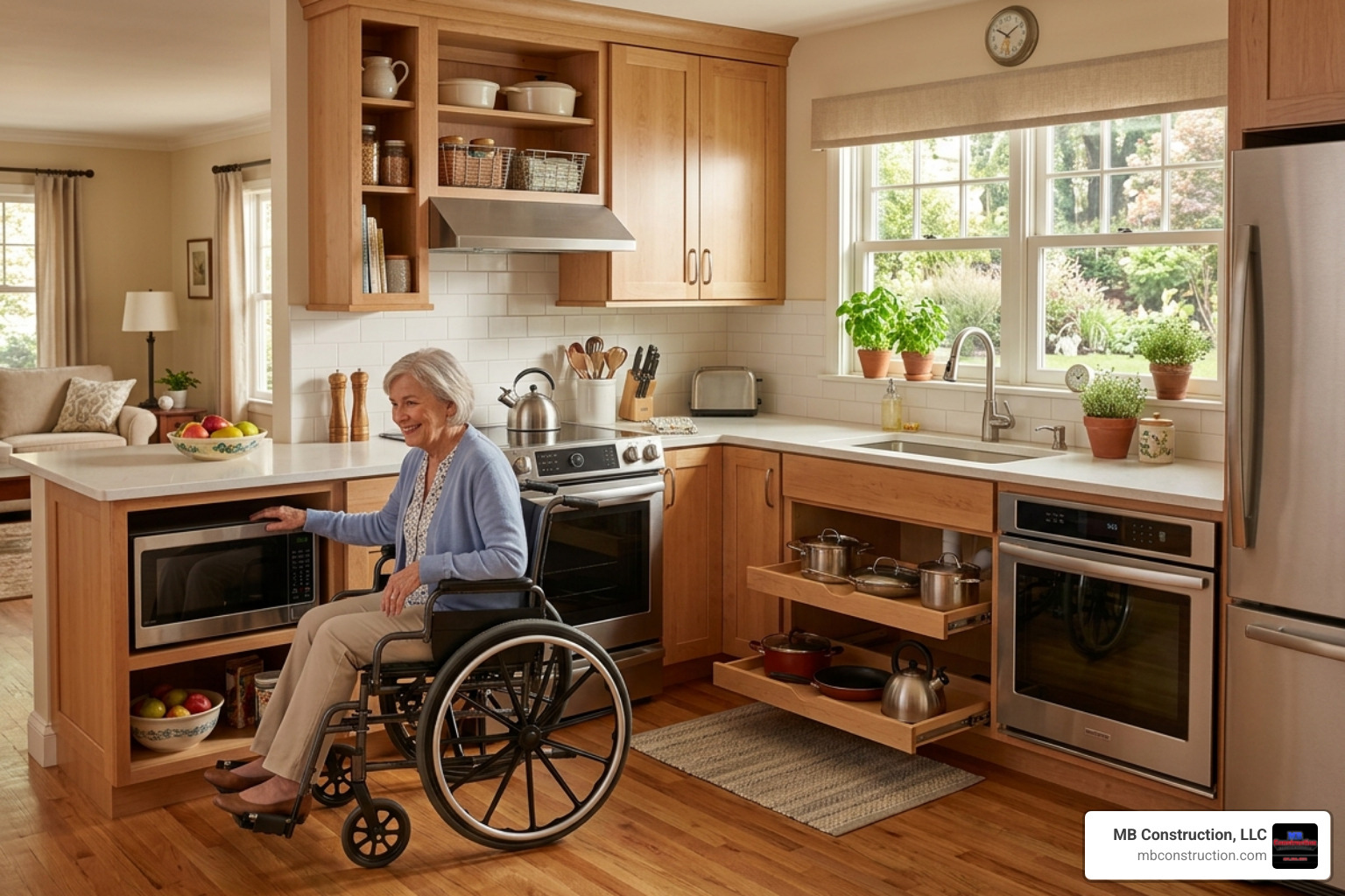 A cozy kitchen area designed for seniors featuring warm lighting and accessible reach - in-law suite with kitchen A cozy kitchen area designed for seniors featuring warm lighting and accessible reach - in-law suite with kitchen