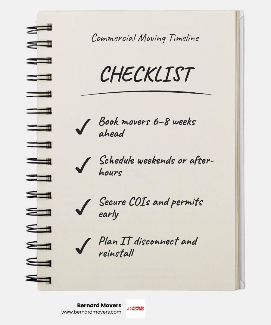 2026 commercial moving Chicago timeline and cost overview infographic - commercial moving chicago infographic