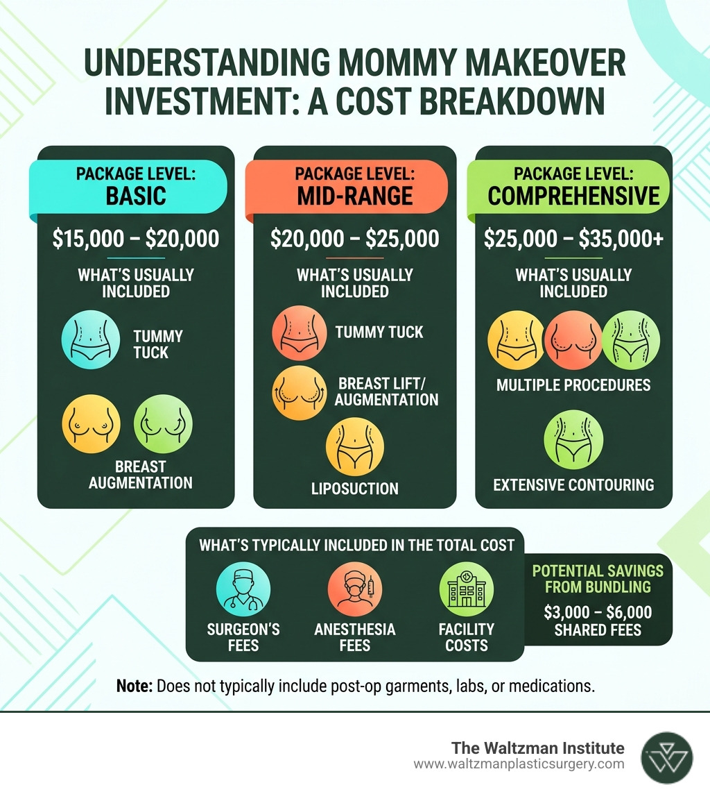 mommy makeover cost breakdown infographic with price ranges and procedure components - average mommy makeover price mommy makeover cost breakdown infographic with price ranges and procedure components - average mommy makeover price
