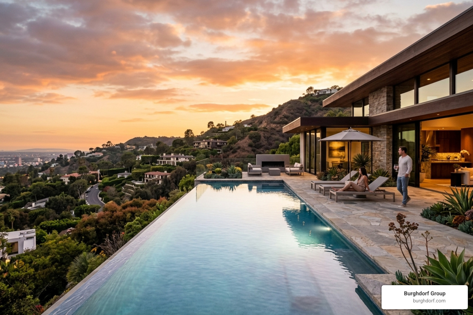 Trousdale Estates Beverly Hills luxury infinity pool mid-century modern hillside - trousdale estates beverly hills