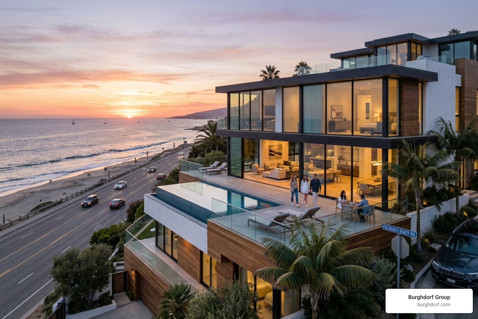 Modern luxury estate on Palisades Beach Road with floor-to-ceiling glass and ocean views - santa monica beach houses for sale Modern luxury estate on Palisades Beach Road with floor-to-ceiling glass and ocean views - santa monica beach houses for sale