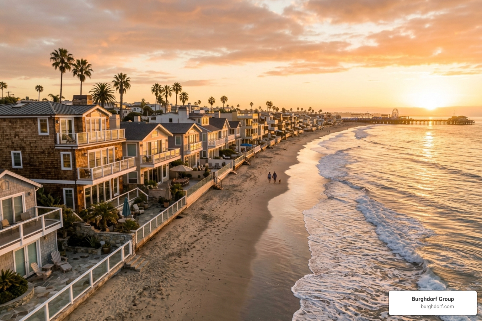 Santa Monica beach houses for sale at sunrise along the Gold Coast coastline - santa monica beach houses for sale Santa Monica beach houses for sale at sunrise along the Gold Coast coastline - santa monica beach houses for sale