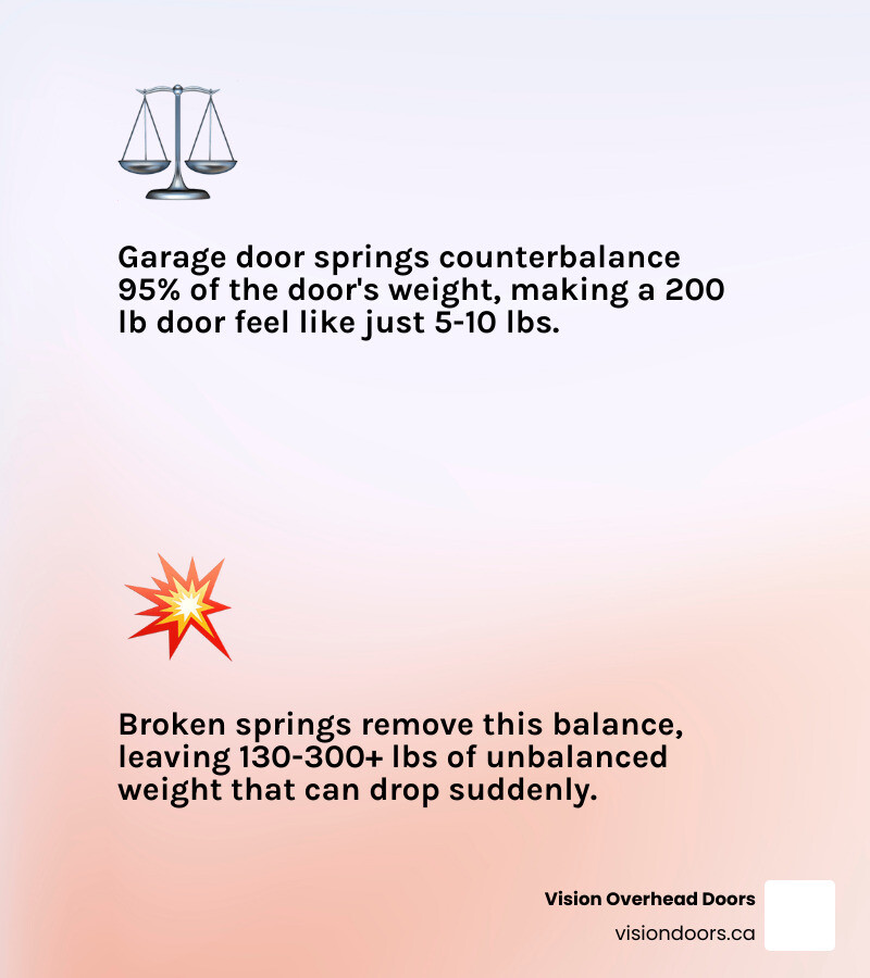infographic showing garage door weight distribution and how springs counterbalance door weight - can you open a garage door infographic showing garage door weight distribution and how springs counterbalance door weight - can you open a garage door