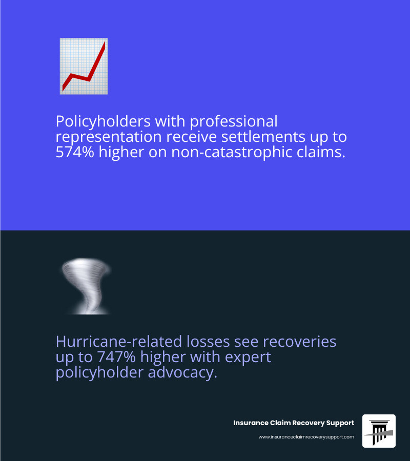 Infographic showing the Delay Deny Underpay cycle and how policyholder representation breaks it - Policyholder Infographic showing the Delay Deny Underpay cycle and how policyholder representation breaks it - Policyholder