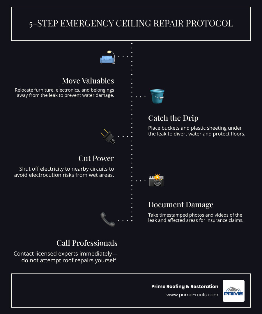 5-step emergency ceiling repair response protocol infographic - emergency ceiling repair infographic 5-step emergency ceiling repair response protocol infographic - emergency ceiling repair infographic