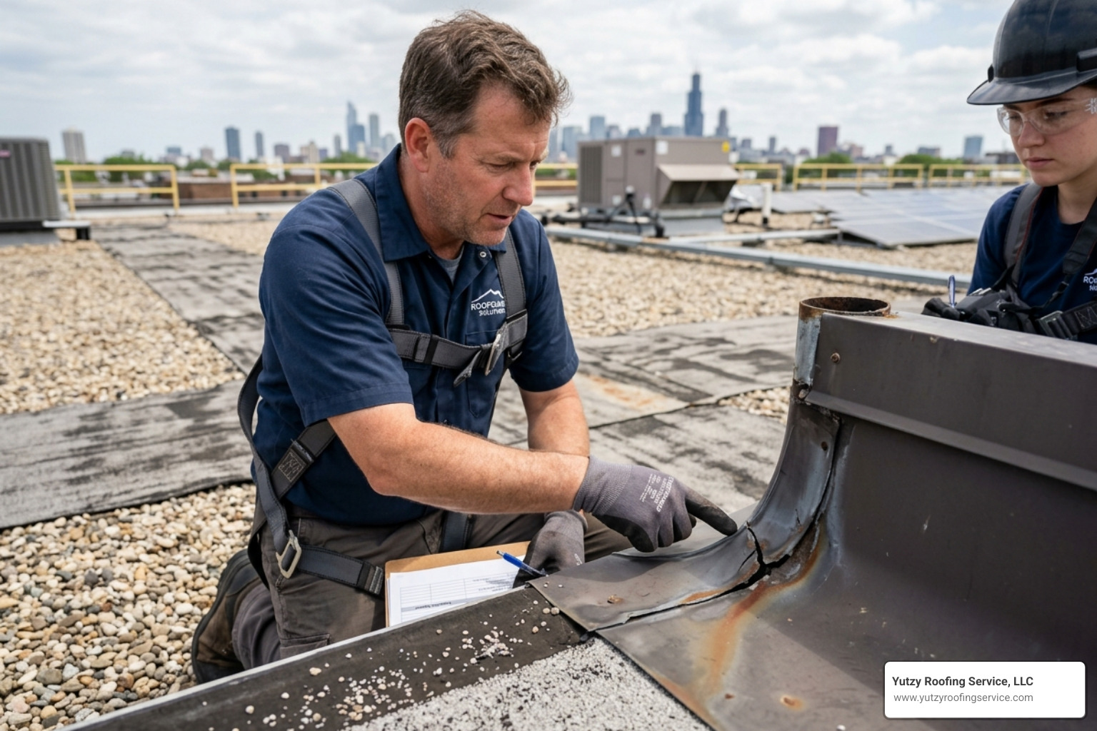 professional commercial roof inspection identifying flashing leaks and membrane wear - flat roof maintenance services professional commercial roof inspection identifying flashing leaks and membrane wear - flat roof maintenance services