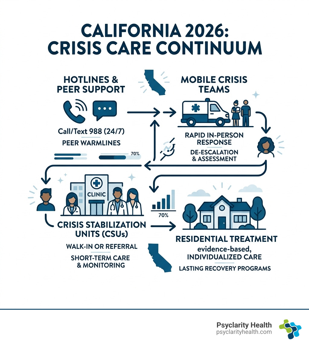 California 2026 crisis care continuum from hotlines to stabilization to residential treatment - immediate mental health California 2026 crisis care continuum from hotlines to stabilization to residential treatment - immediate mental health