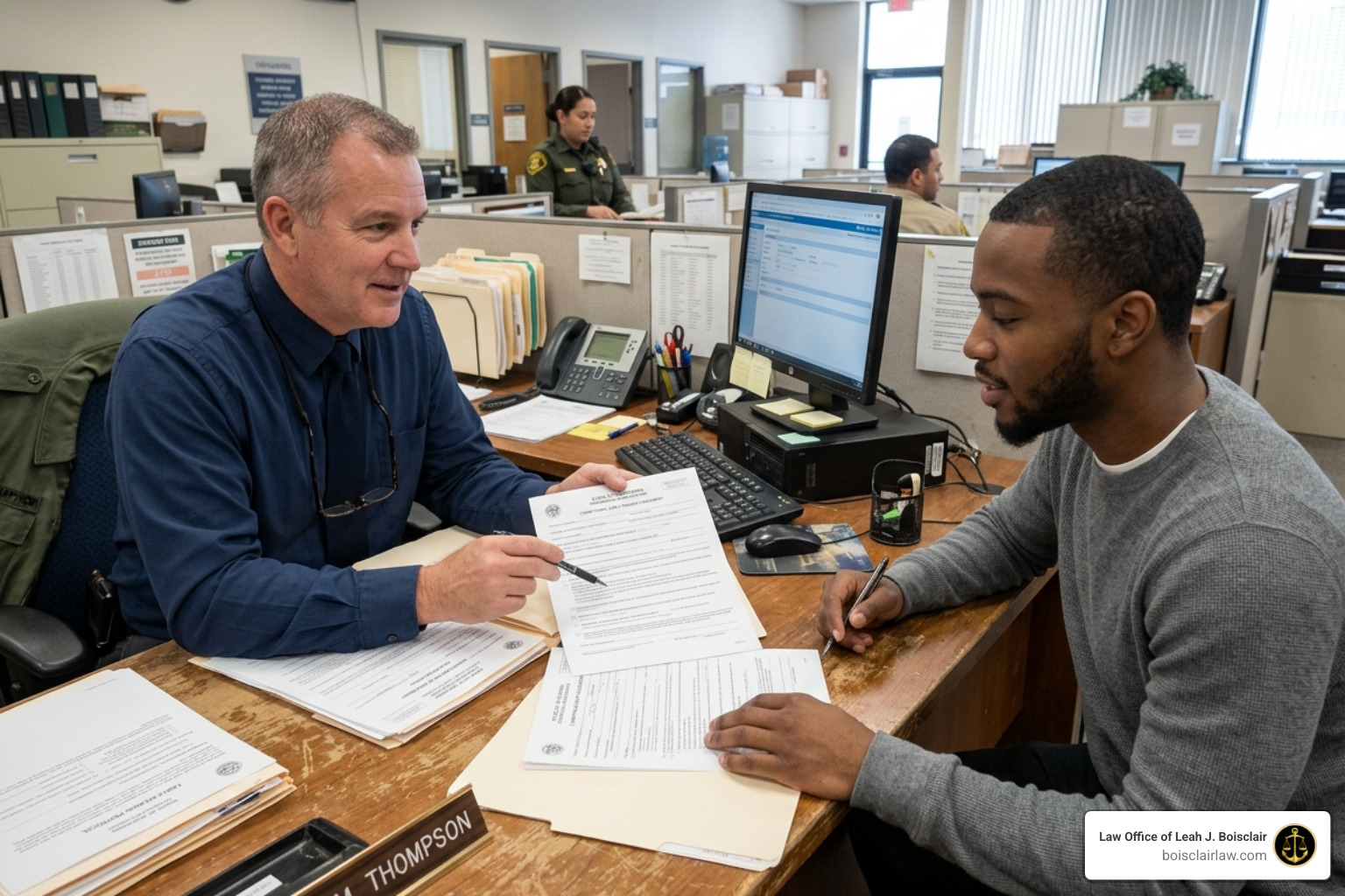 Person meeting with a probation officer to discuss early release - early release petition providence
