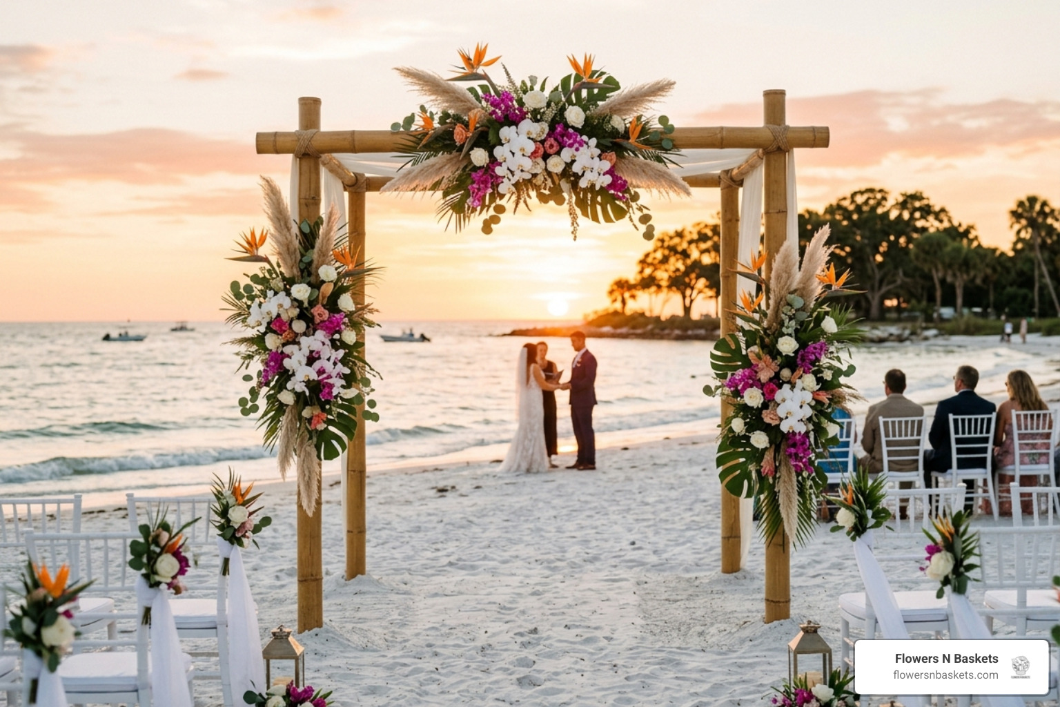 floral decor at Sand Key Park with tropical accents - beach wedding flowers clearwater