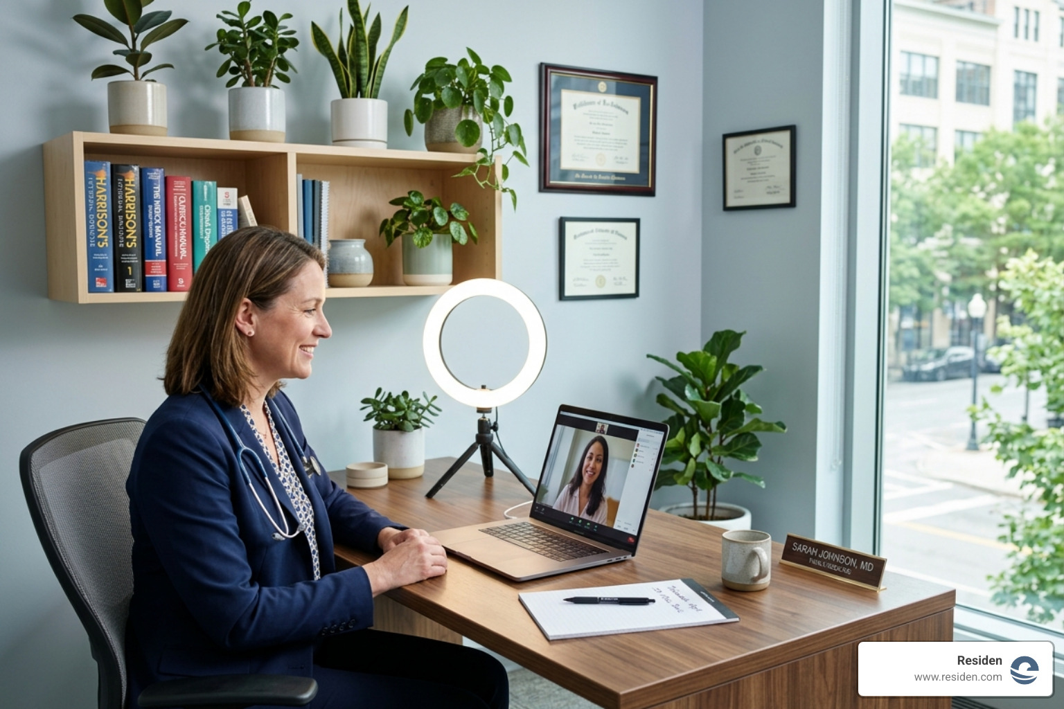 professional consultation room with laptop and ring light for telehealth sessions - How to Start Seeing Patients This Month professional consultation room with laptop and ring light for telehealth sessions - How to Start Seeing Patients This Month