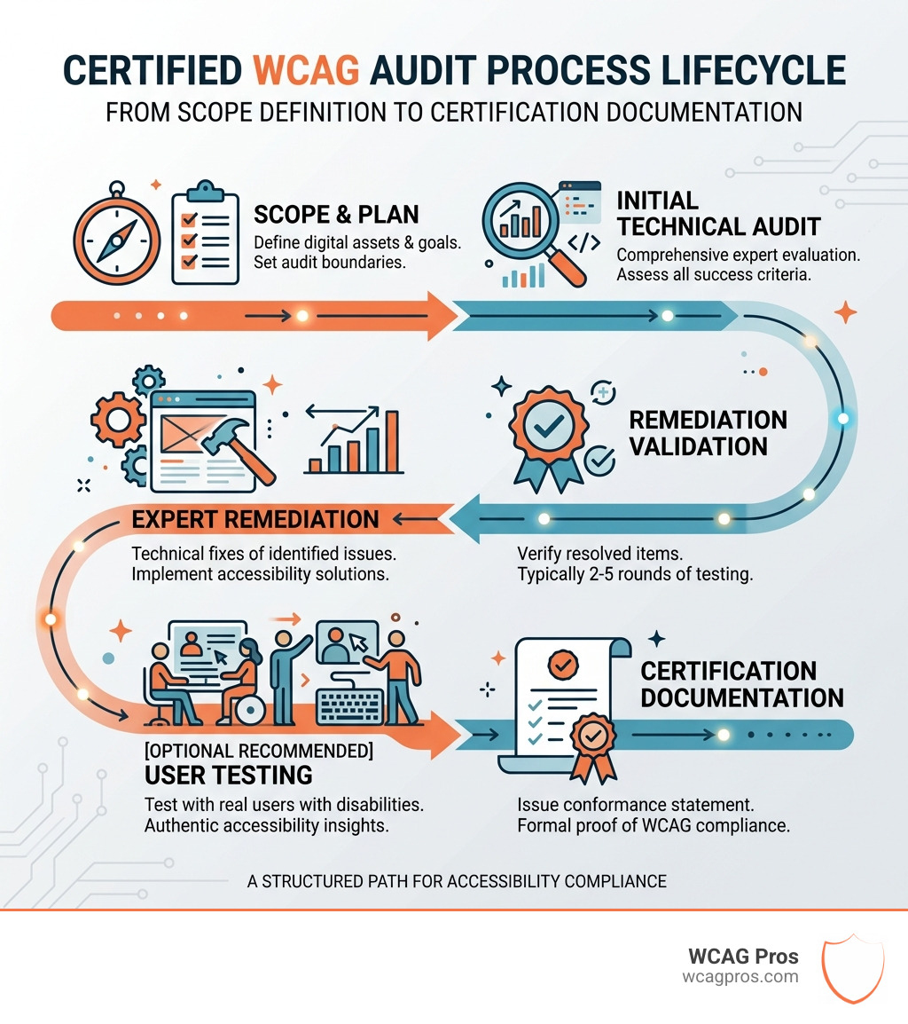 Certified WCAG audit process lifecycle from scope definition to certification documentation - certified wcag audit process Certified WCAG audit process lifecycle from scope definition to certification documentation - certified wcag audit process
