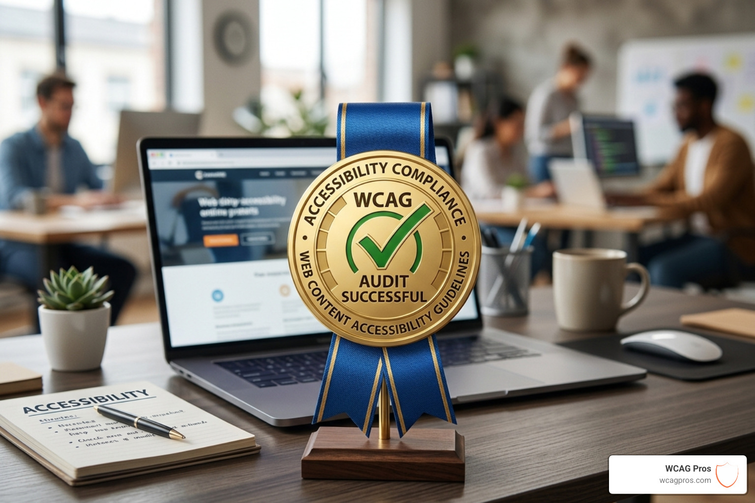 Professional accessibility compliance badge representing successful audit completion - certified wcag audit process Professional accessibility compliance badge representing successful audit completion - certified wcag audit process