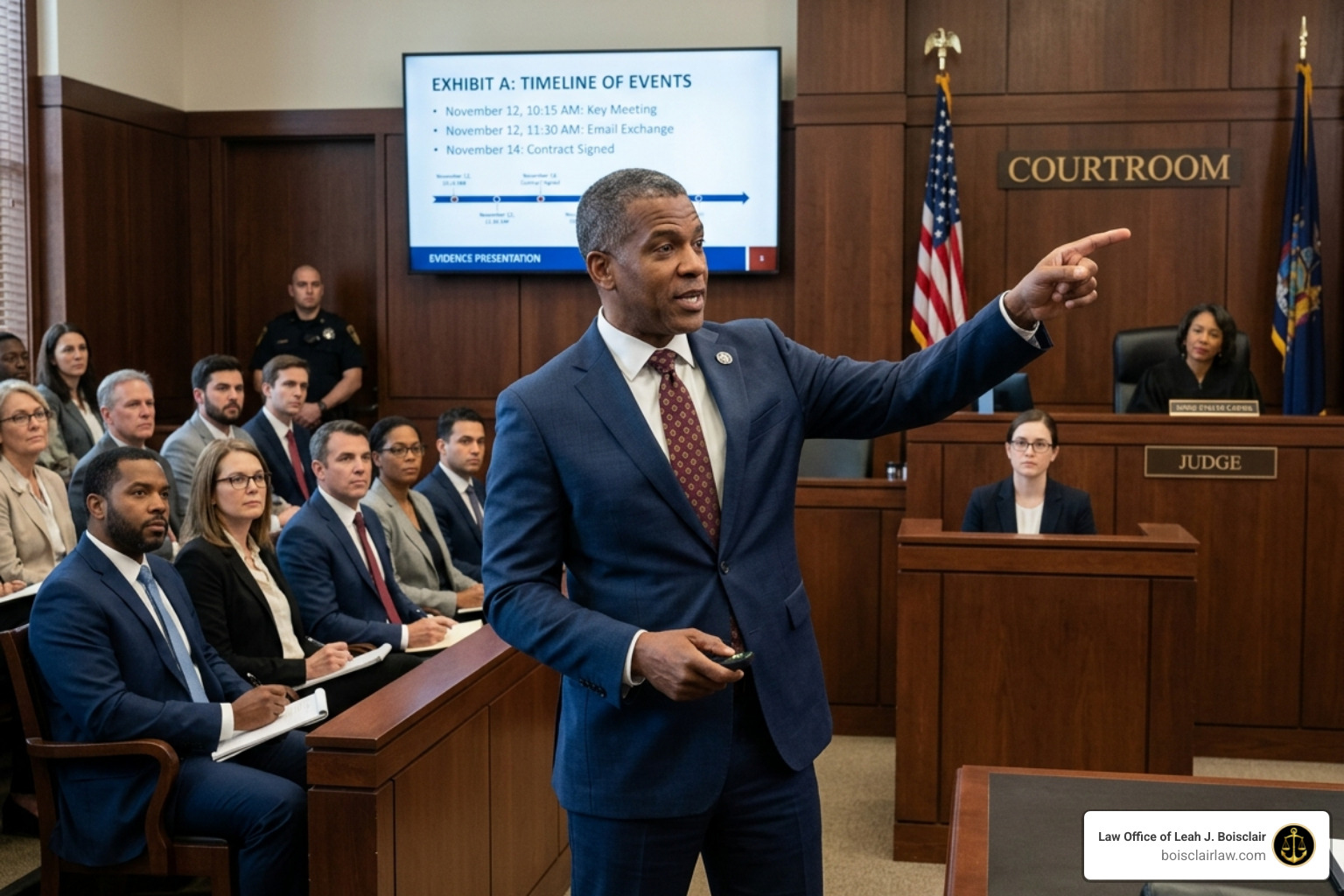Attorney presenting a persuasive case theme to a jury - Trial preparation attorney Attorney presenting a persuasive case theme to a jury - Trial preparation attorney