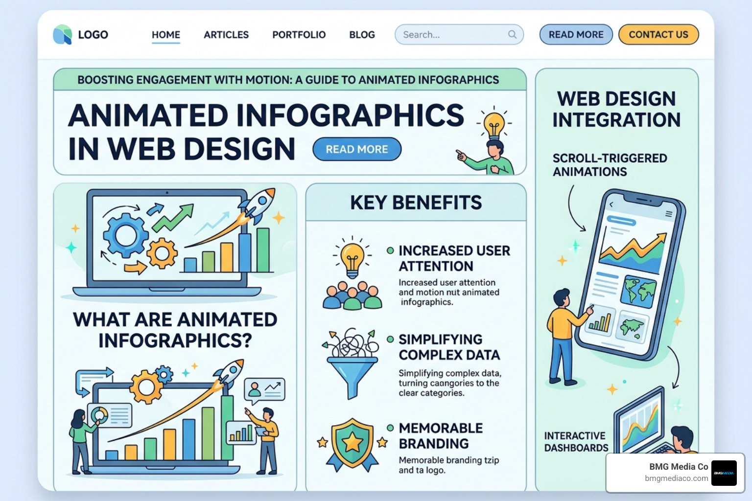 comparison of static charts versus fluid motion graphics in web design - animated infographics web design