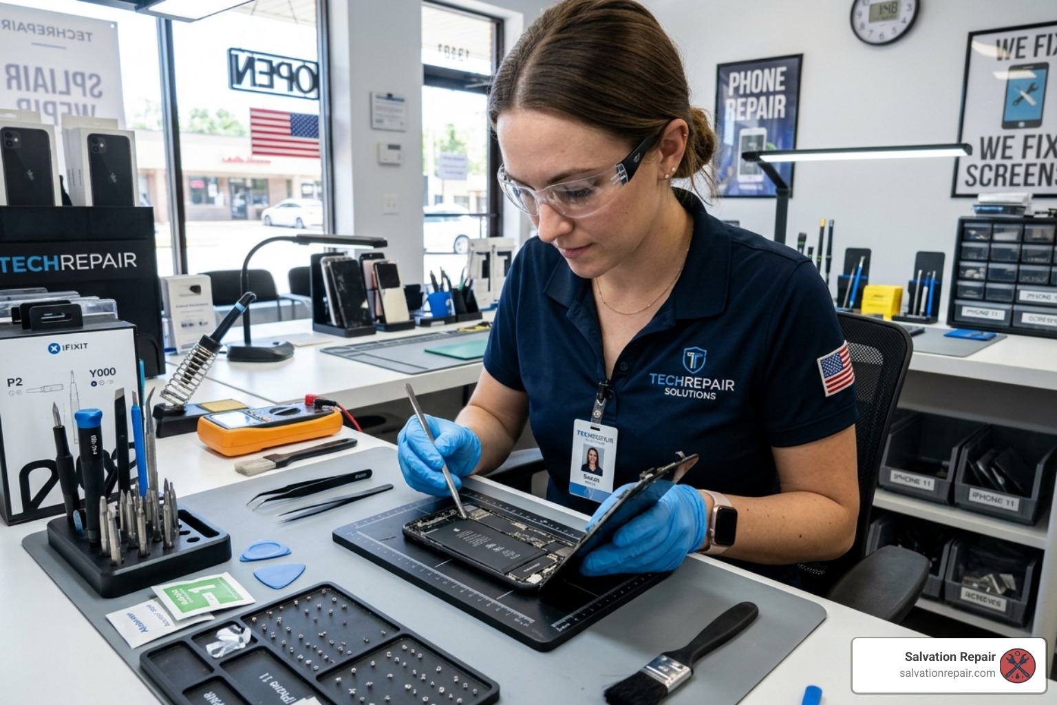 Professional technician repairing an iPhone 11 in a clean workspace - how much does it cost to repair iphone 11 screen Professional technician repairing an iPhone 11 in a clean workspace - how much does it cost to repair iphone 11 screen