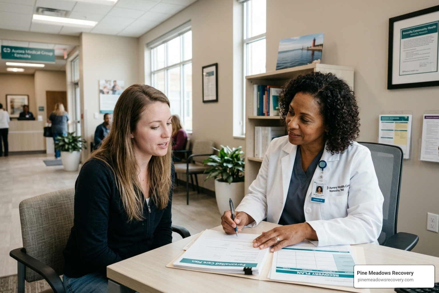 Medical professional in Kenosha discussing personalized care plans with a patient - Best Drug Rehab Centers in Kenosha WI Medical professional in Kenosha discussing personalized care plans with a patient - Best Drug Rehab Centers in Kenosha WI