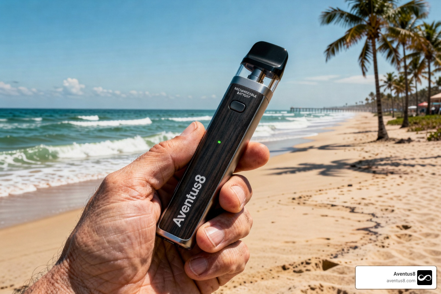 vape pen rechargeable battery on a sunny Hollywood FL beach - vape pen rechargeable battery