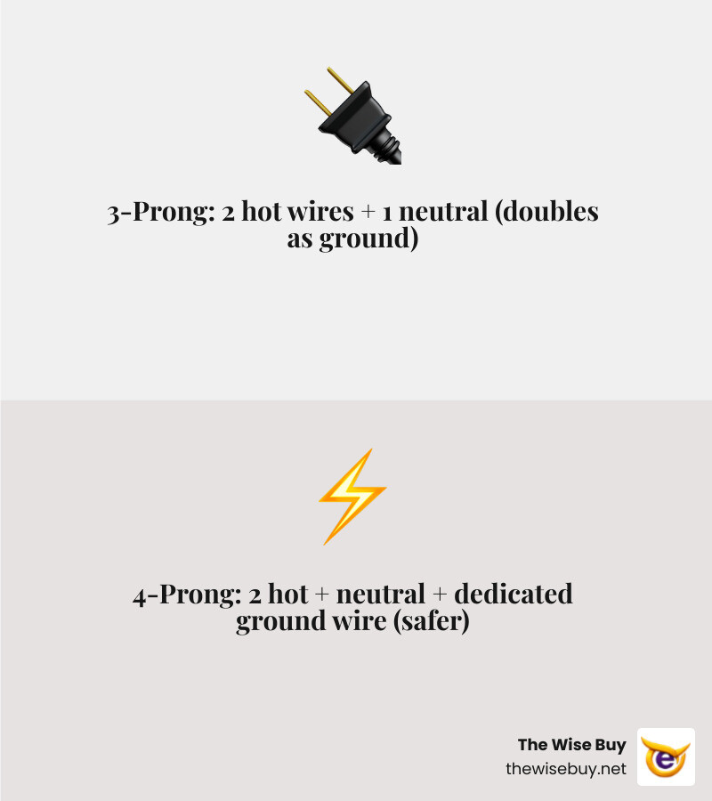 Comparison table of 3-prong vs 4-prong range cords: grounding methods, wire counts, and safety standards - 3 prong range Comparison table of 3-prong vs 4-prong range cords: grounding methods, wire counts, and safety standards - 3 prong range