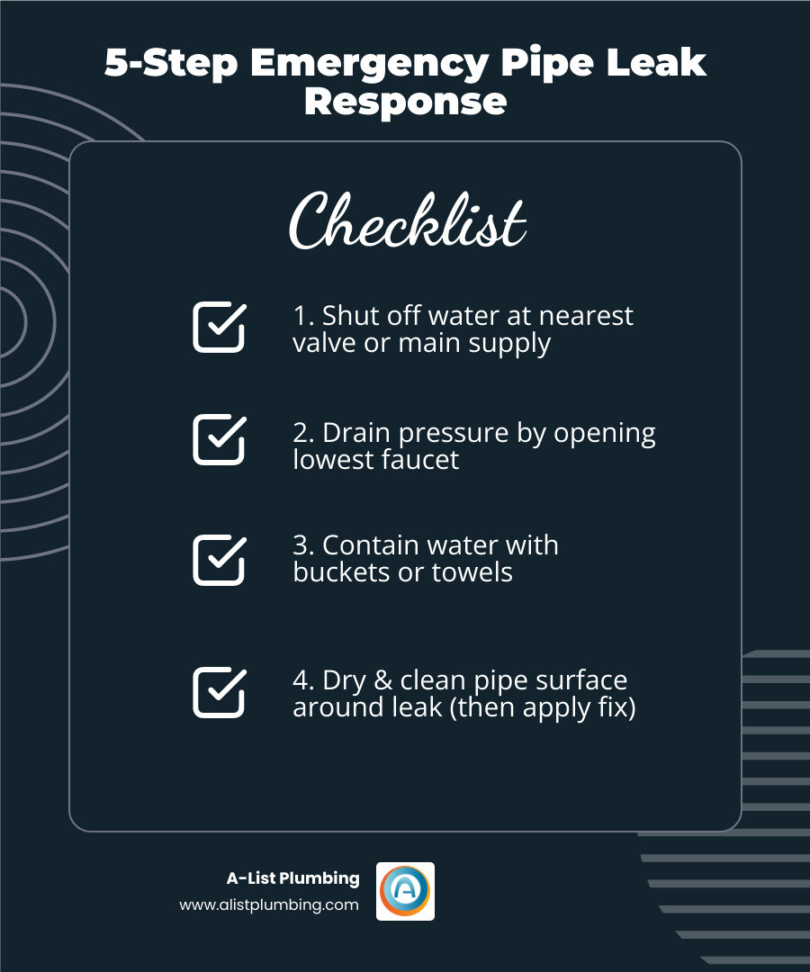 5-step emergency pipe leak response sequence with repair methods and time estimates - emergency fix for leaking pipe 5-step emergency pipe leak response sequence with repair methods and time estimates - emergency fix for leaking pipe