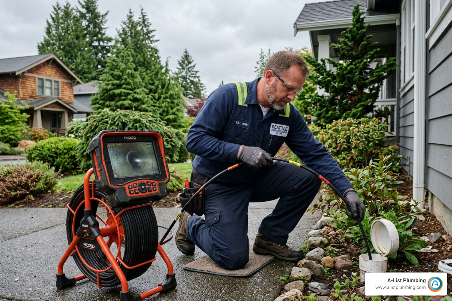 professional sewer camera inspection in Seattle - water jet sewer cleaning