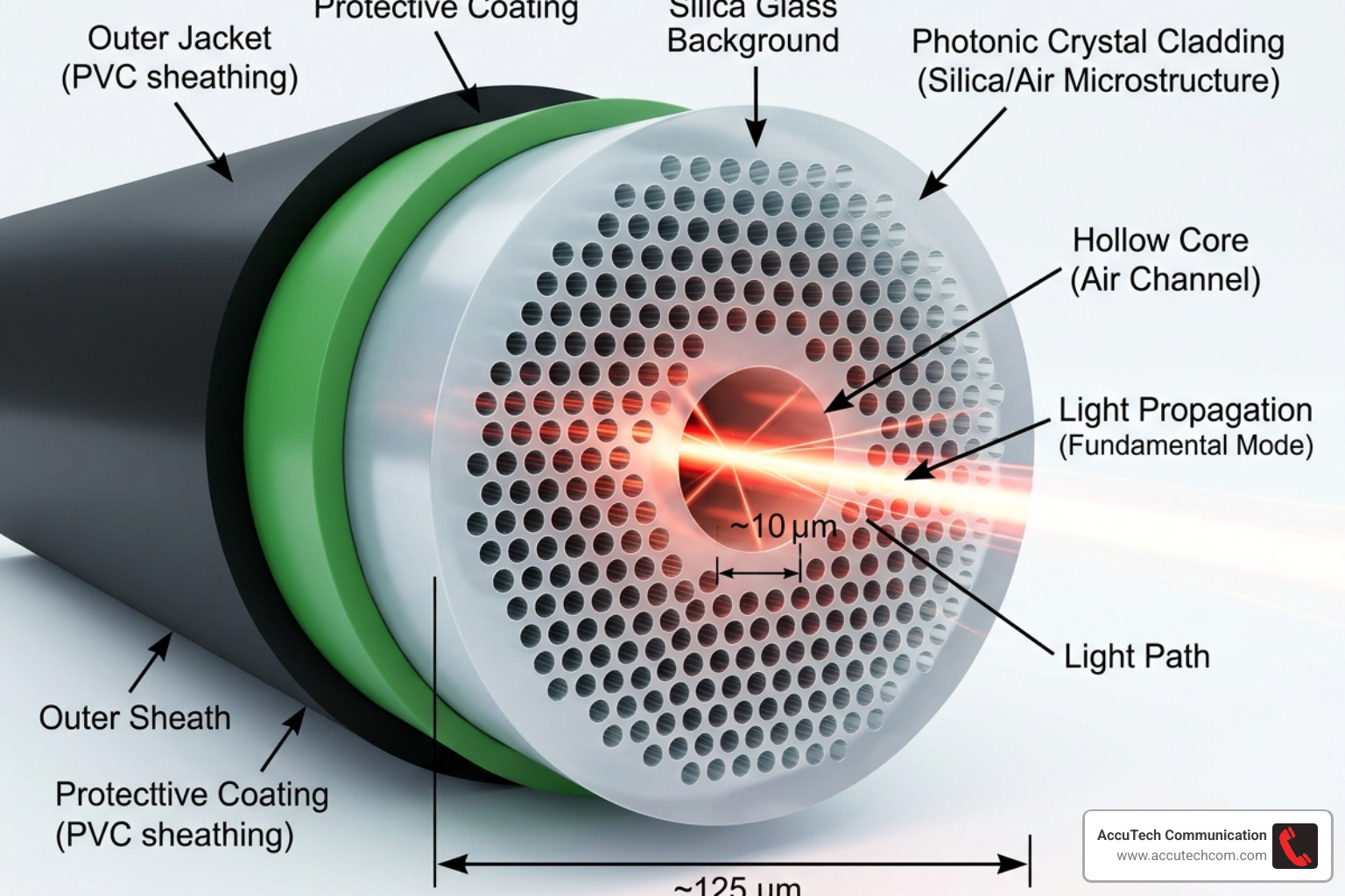 Conceptual image of hollow-core fiber optic cable - innovative fiber systems companies Conceptual image of hollow-core fiber optic cable - innovative fiber systems companies