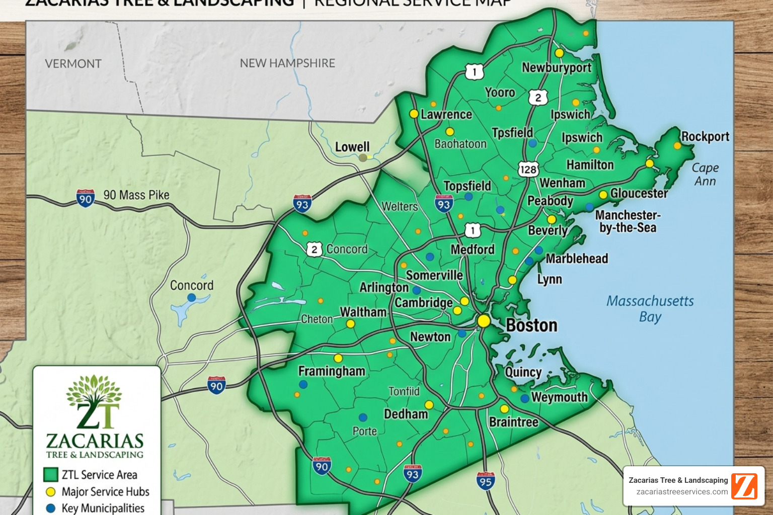 Map highlighting Zacarias Tree & Landscaping's service areas in Massachusetts - zaccarias landscpe Map highlighting Zacarias Tree & Landscaping's service areas in Massachusetts - zaccarias landscpe