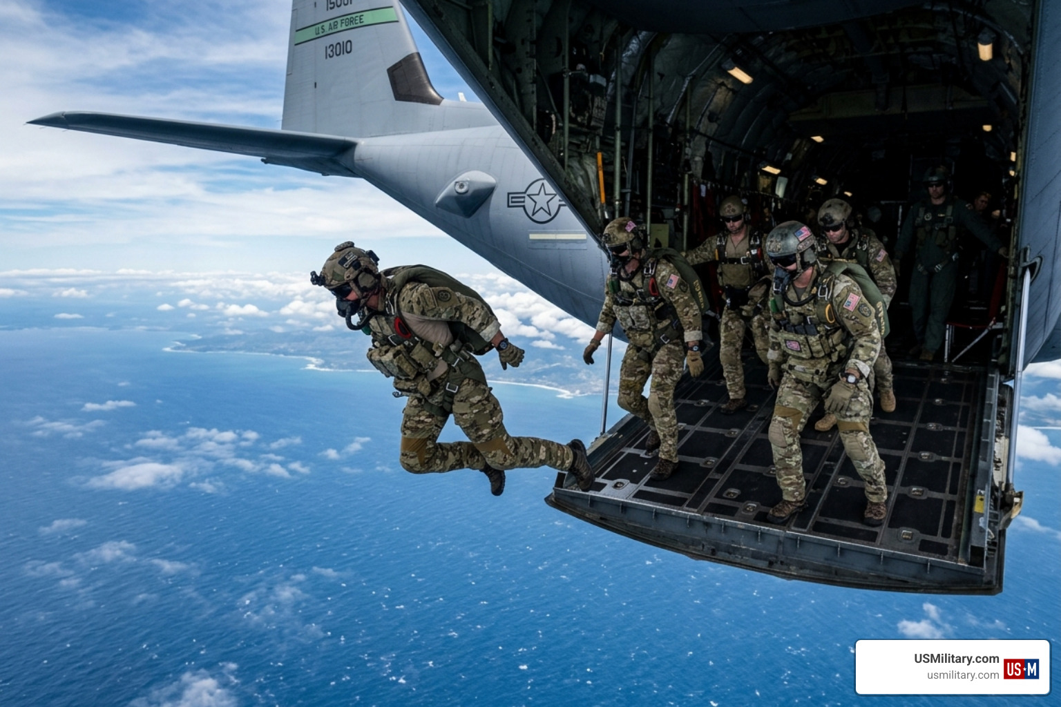 Navy SEALs conducting HALO parachute jumps from a military aircraft - How Much Do Navy SEALs Make In 2026 Navy SEALs conducting HALO parachute jumps from a military aircraft - How Much Do Navy SEALs Make In 2026