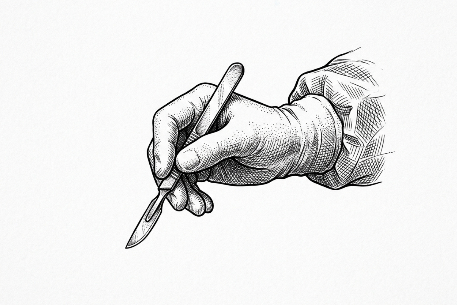 surgeon's hand with a scalpel - atrophic scar filling treatments surgeon's hand with a scalpel - atrophic scar filling treatments