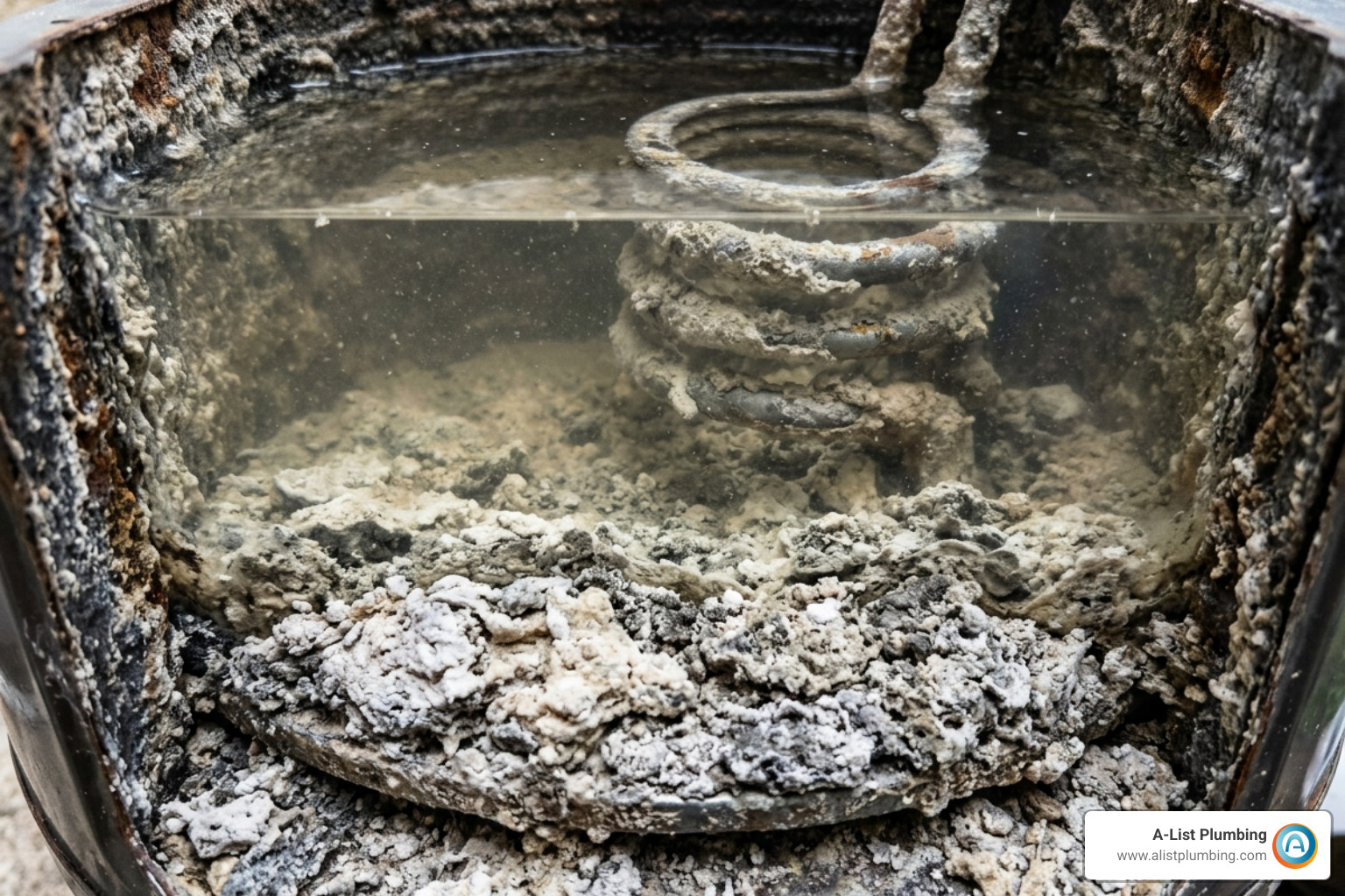 Sediment buildup at the bottom of a water heater tank reducing efficiency - no hot water fix Sediment buildup at the bottom of a water heater tank reducing efficiency - no hot water fix