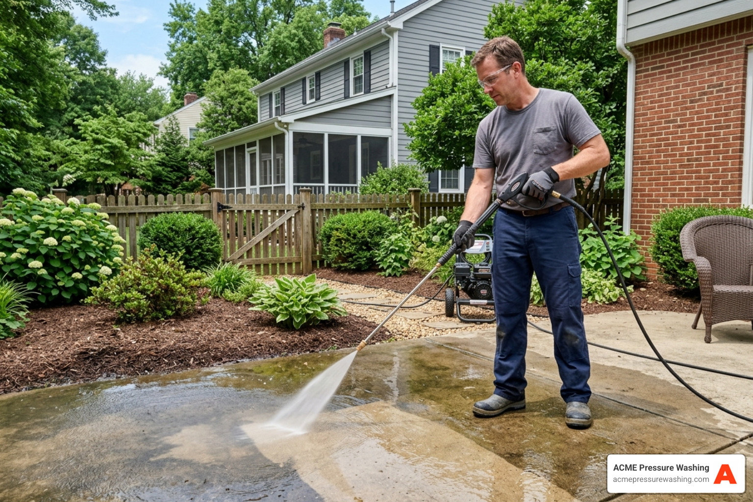 The correct 45-degree wand angle for cleaning concrete without damage - power wash concrete patio The correct 45-degree wand angle for cleaning concrete without damage - power wash concrete patio