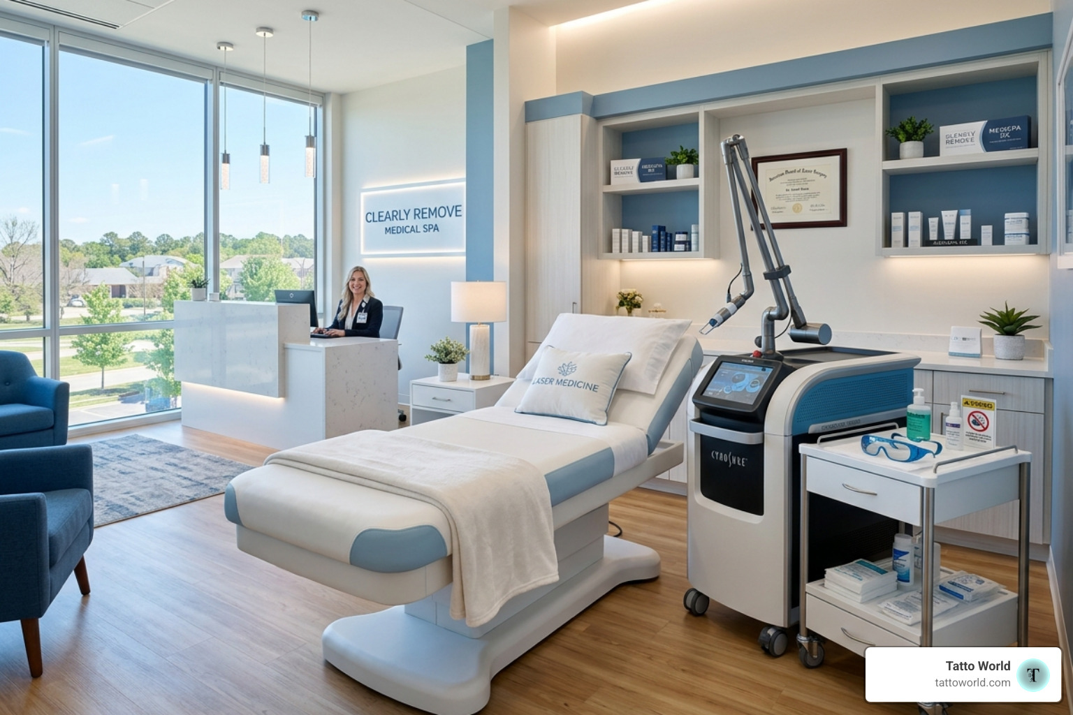 A modern, clean medical spa interior designed for laser treatments - laser tattoo removal clinics near me A modern, clean medical spa interior designed for laser treatments - laser tattoo removal clinics near me