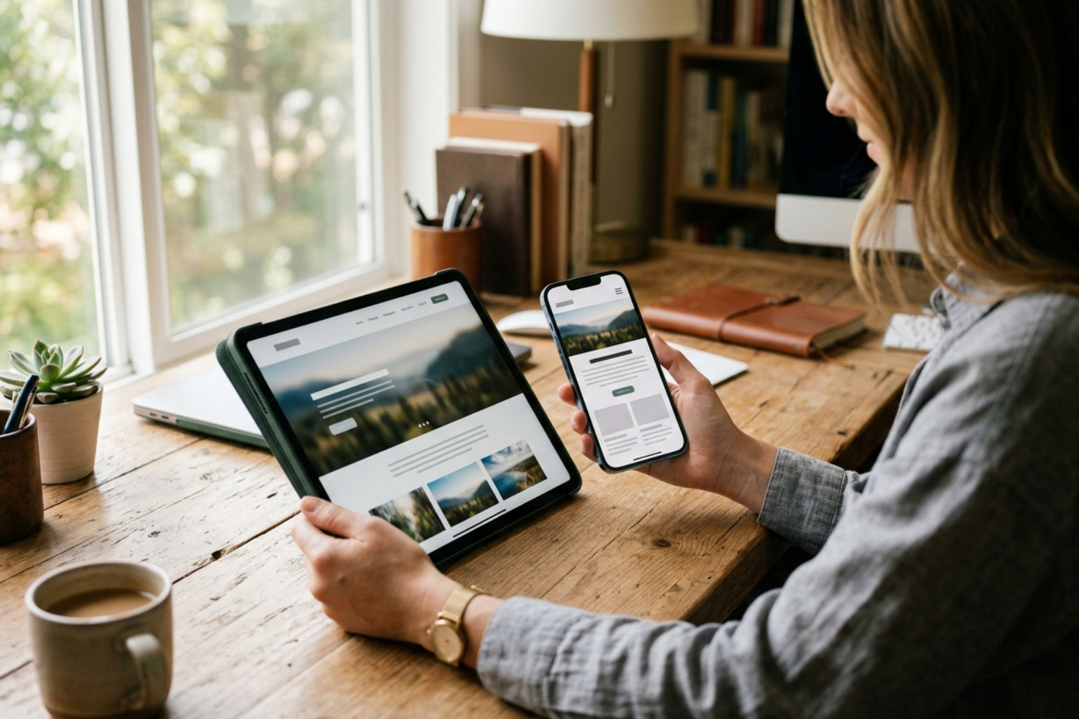 clean modern website layout on tablet and smartphone - affordable website design for small businesses