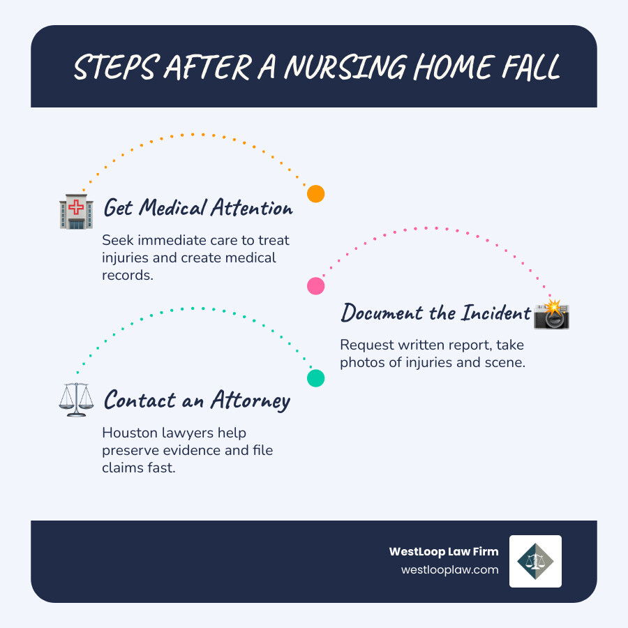 Infographic: immediate steps to take after a nursing home fall and key lawsuit facts - Nursing home fall lawsuit infographic Infographic: immediate steps to take after a nursing home fall and key lawsuit facts - Nursing home fall lawsuit infographic