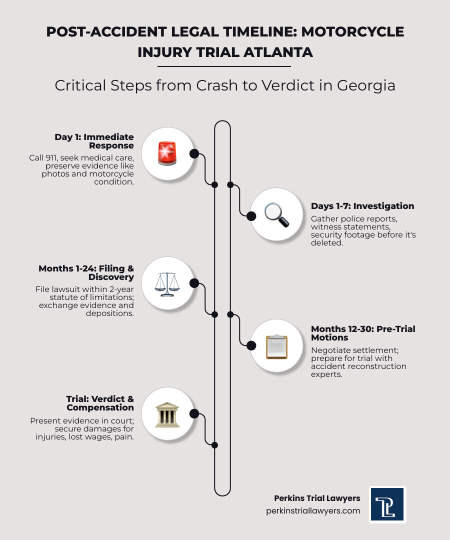 Post-accident legal timeline for a motorcycle injury trial in Atlanta, from crash to verdict - motorcycle injury trial Post-accident legal timeline for a motorcycle injury trial in Atlanta, from crash to verdict - motorcycle injury trial