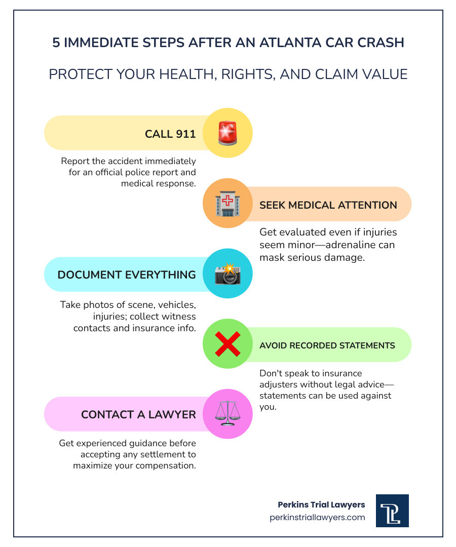 5 immediate steps to take after an Atlanta car crash infographic - auto injury lawyer atlanta infographic 5 immediate steps to take after an Atlanta car crash infographic - auto injury lawyer atlanta infographic