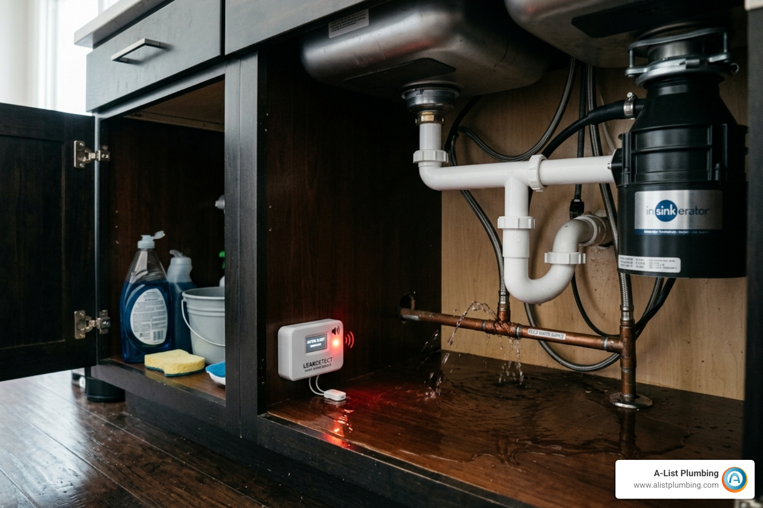 sensor detecting a pipe leak - smart leak detection system