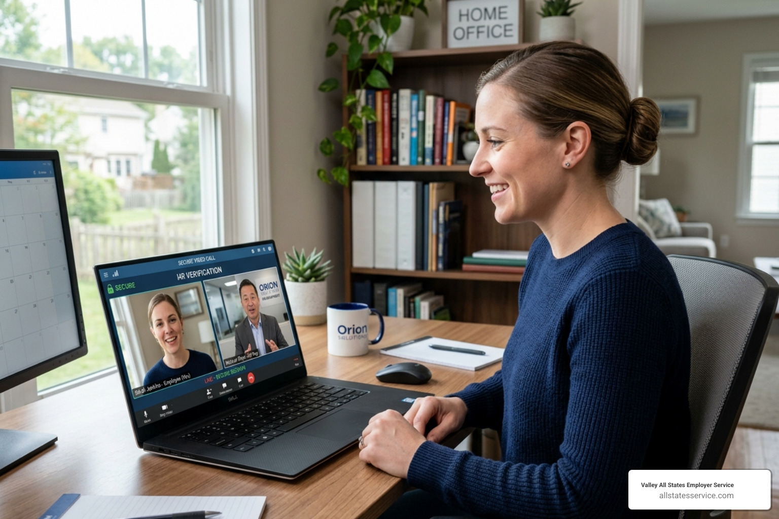 A remote employee participating in a secure video verification call - hr e-verify outsourcing