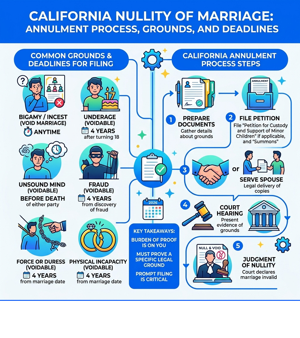 California annulment process steps, grounds, and key deadlines infographic - irvine annulment attorney infographic California annulment process steps, grounds, and key deadlines infographic - irvine annulment attorney infographic