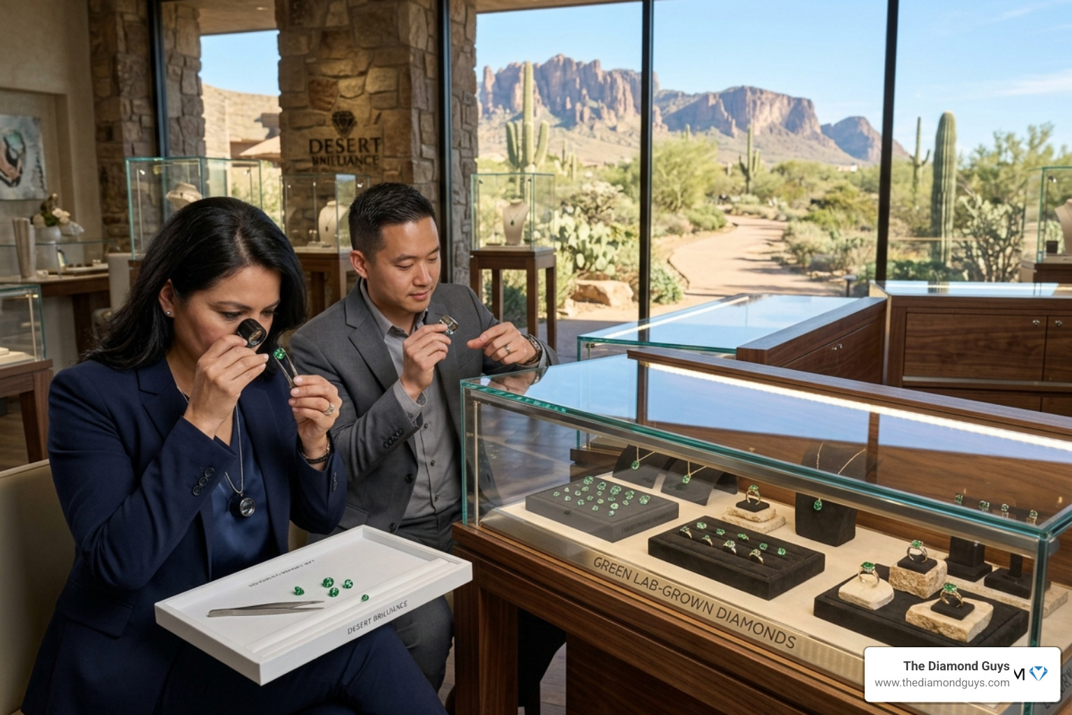 Who are the leading diamond experts in the Southwest that offer rare stones like green lab grown diamonds?